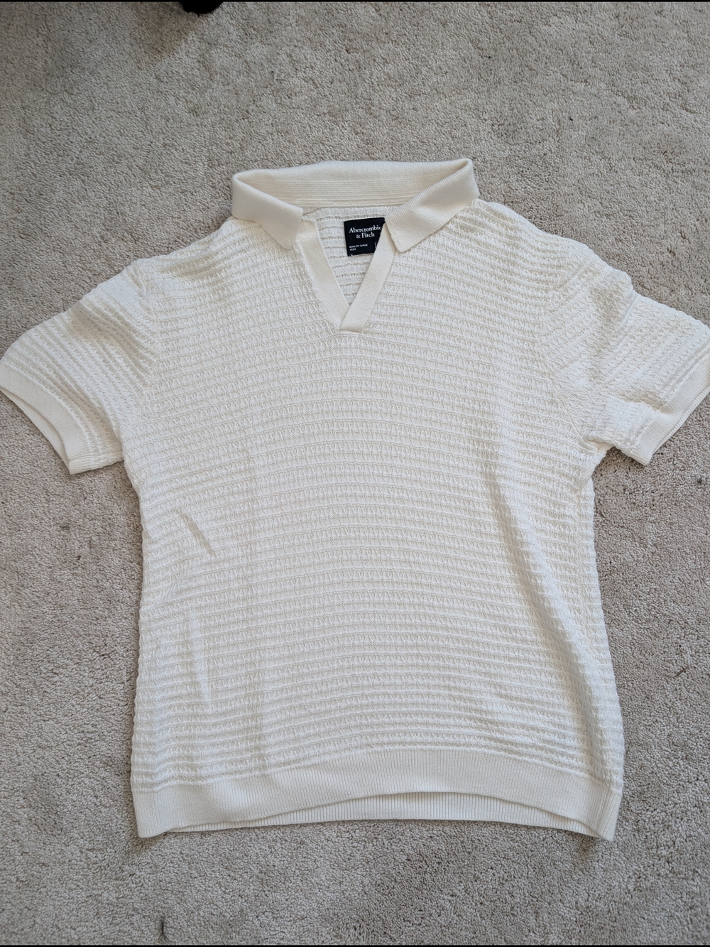 Abercrombie & Fitch Off-White Textured Polo Shirt